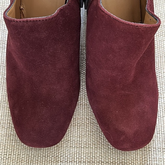 Franco Sarto Suede Side Zip Heeled Booties Merlot Size 6.5 Flawed - Picture 6 of 16
